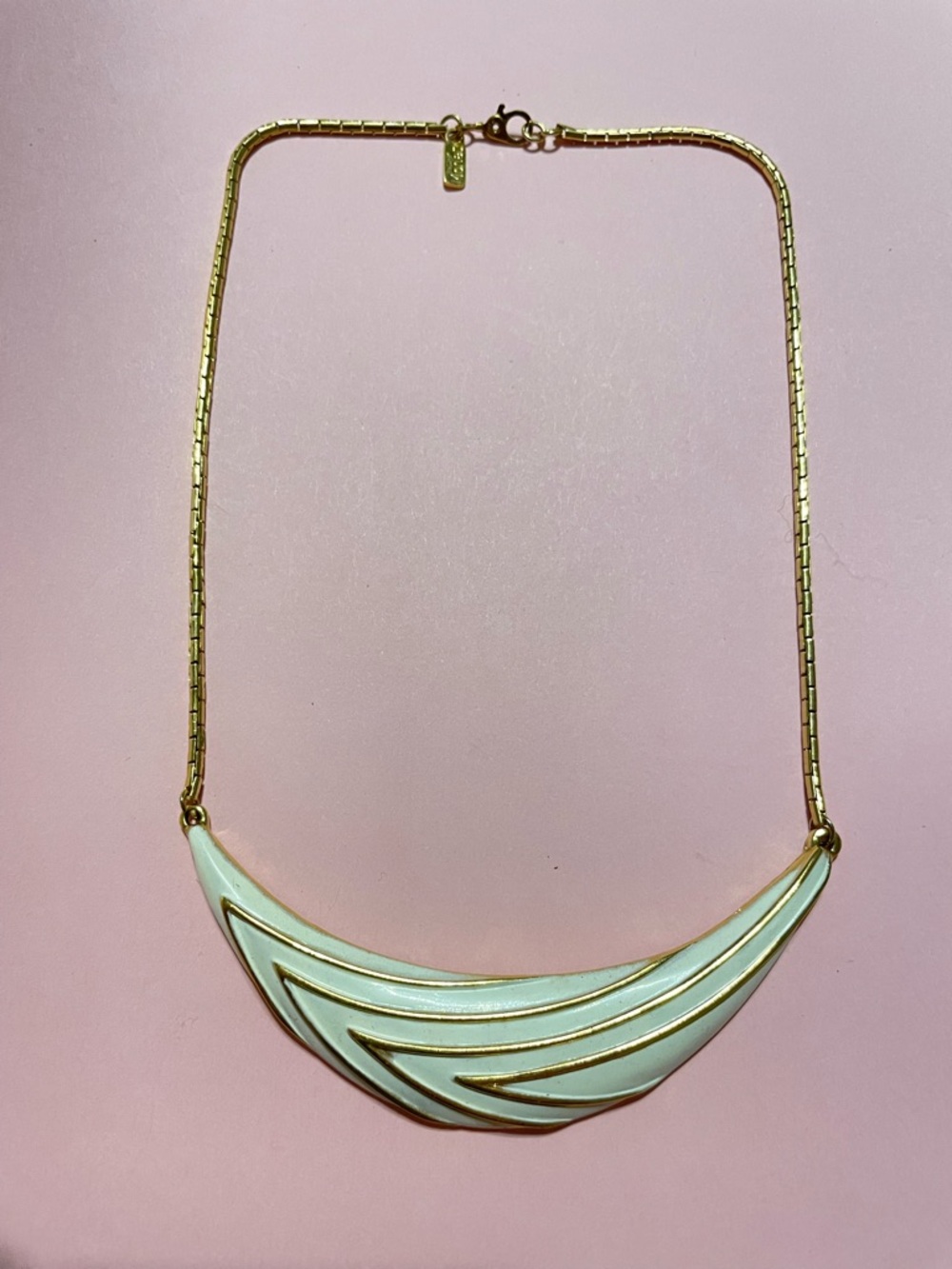 Vintage Enamel Signed Monet Necklace #9424